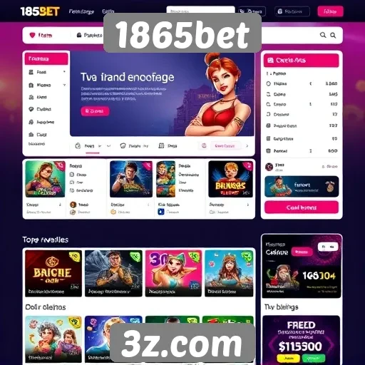 Interface do usuário do site 1865bet em destaque